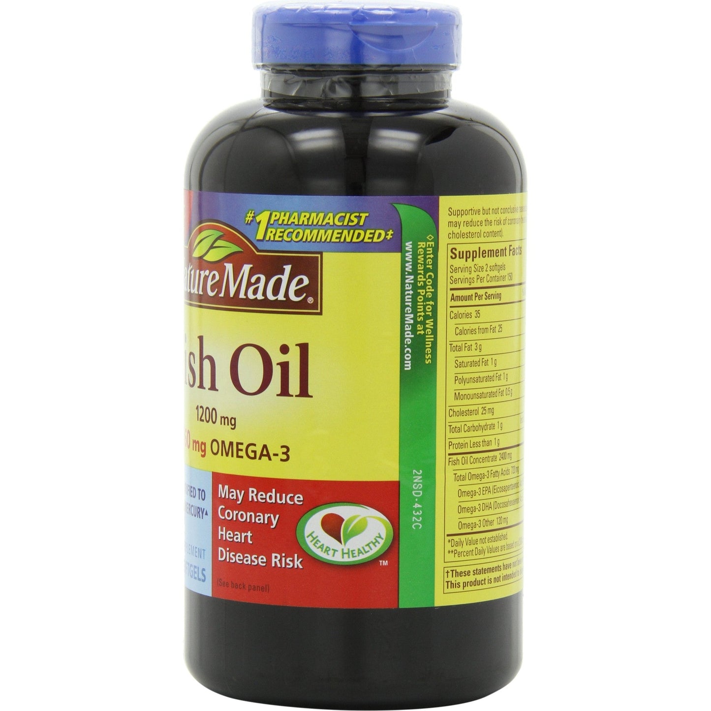 Nature Made 1200mg of Fish Oil, 2400 per Serving, 360mg of Omega-3, 300 Softgels, 300 Count (Pack of 1) - Medaid International