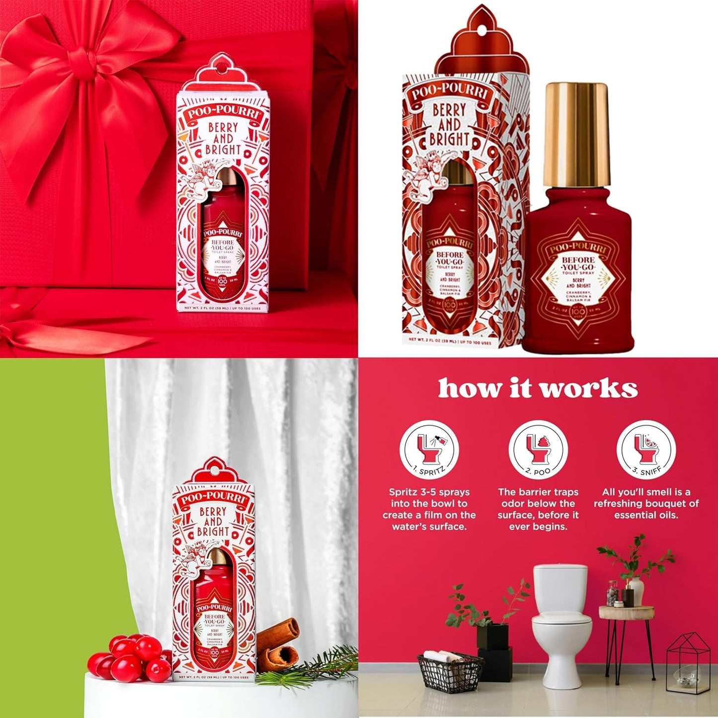Poo-Pourri Vanilla Mint, Vanilla Petals & Santal, and Peaches & Cream 2 Ounce Set