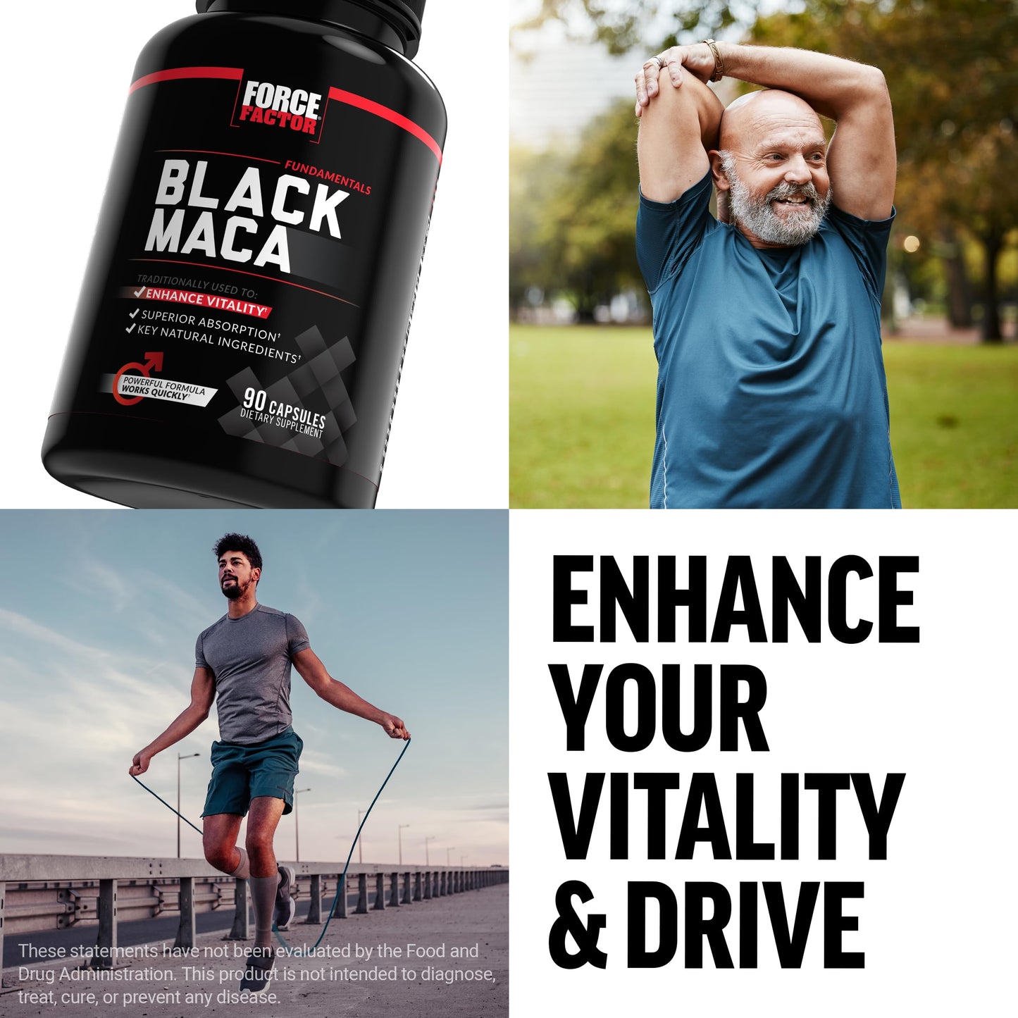 FORCE FACTOR Black Maca Root Supplement for Men, 1000mg Maca Negra Extract for Energy, Hormonal Balance & Vitality, Superior Absorption with BioPerine, 90 Capsules - Medaid International