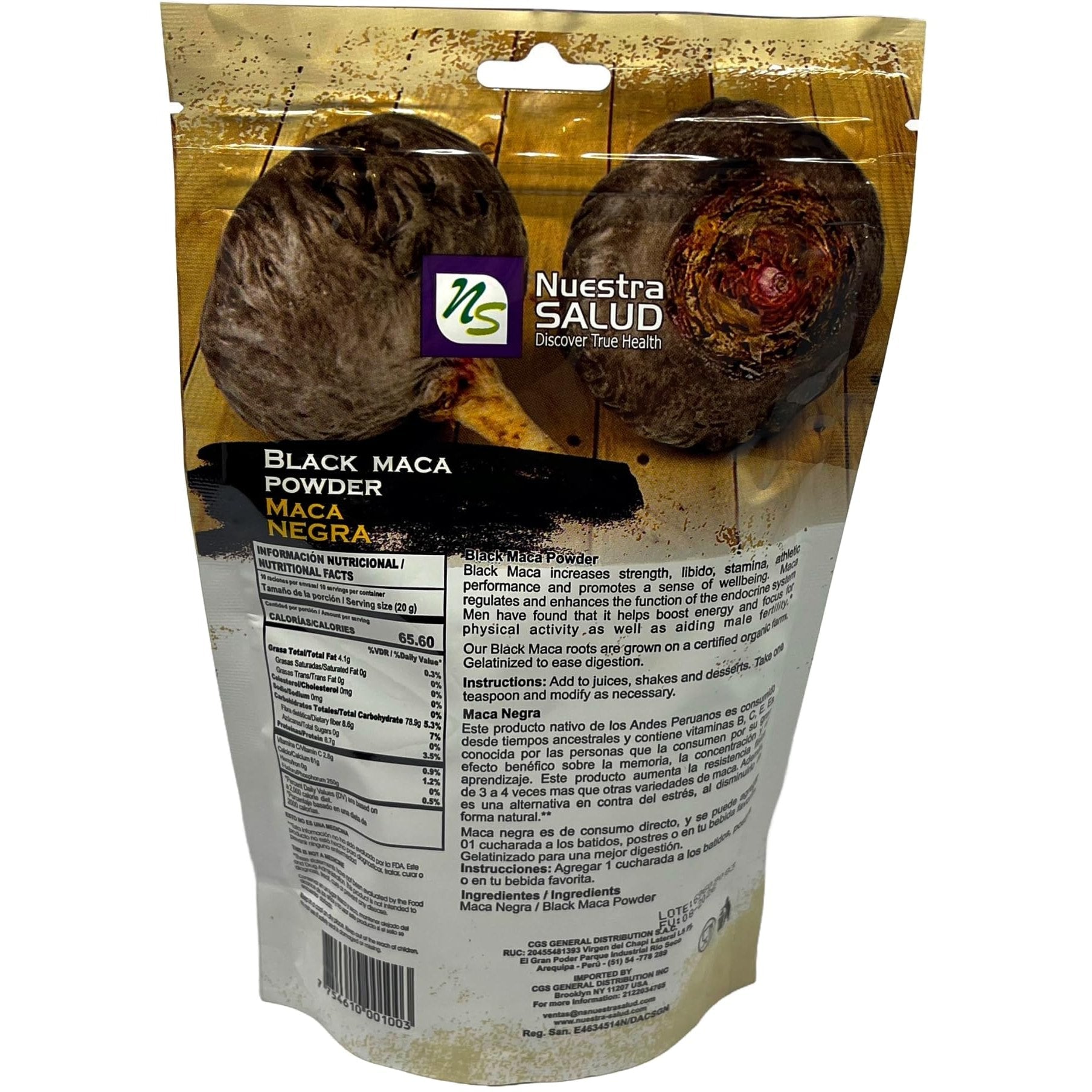Nuestra NS Salud Black Maca Powder (200g) Unleash The Power of Peruvian Black Maca Root - Medaid International