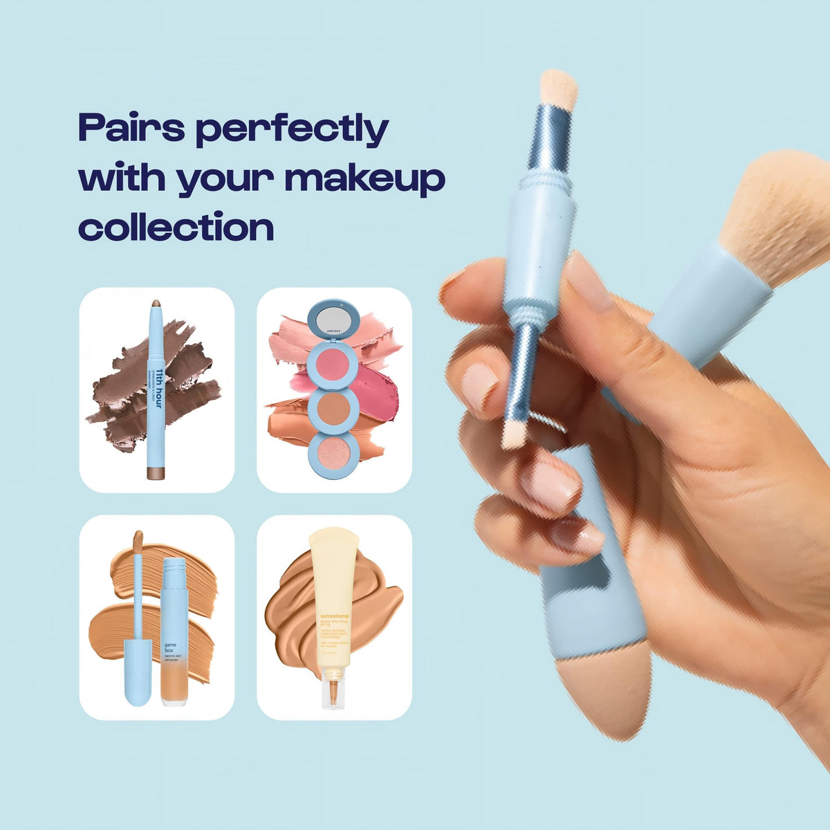 TERRIFI 4 in 1 Makeup Brush Set, Eyeshadow, Eyebrow, Liner & Blush Blending Brush, Dual-Ended Travel Makeup Brushes, Suitable for Powder and Liquid Make up