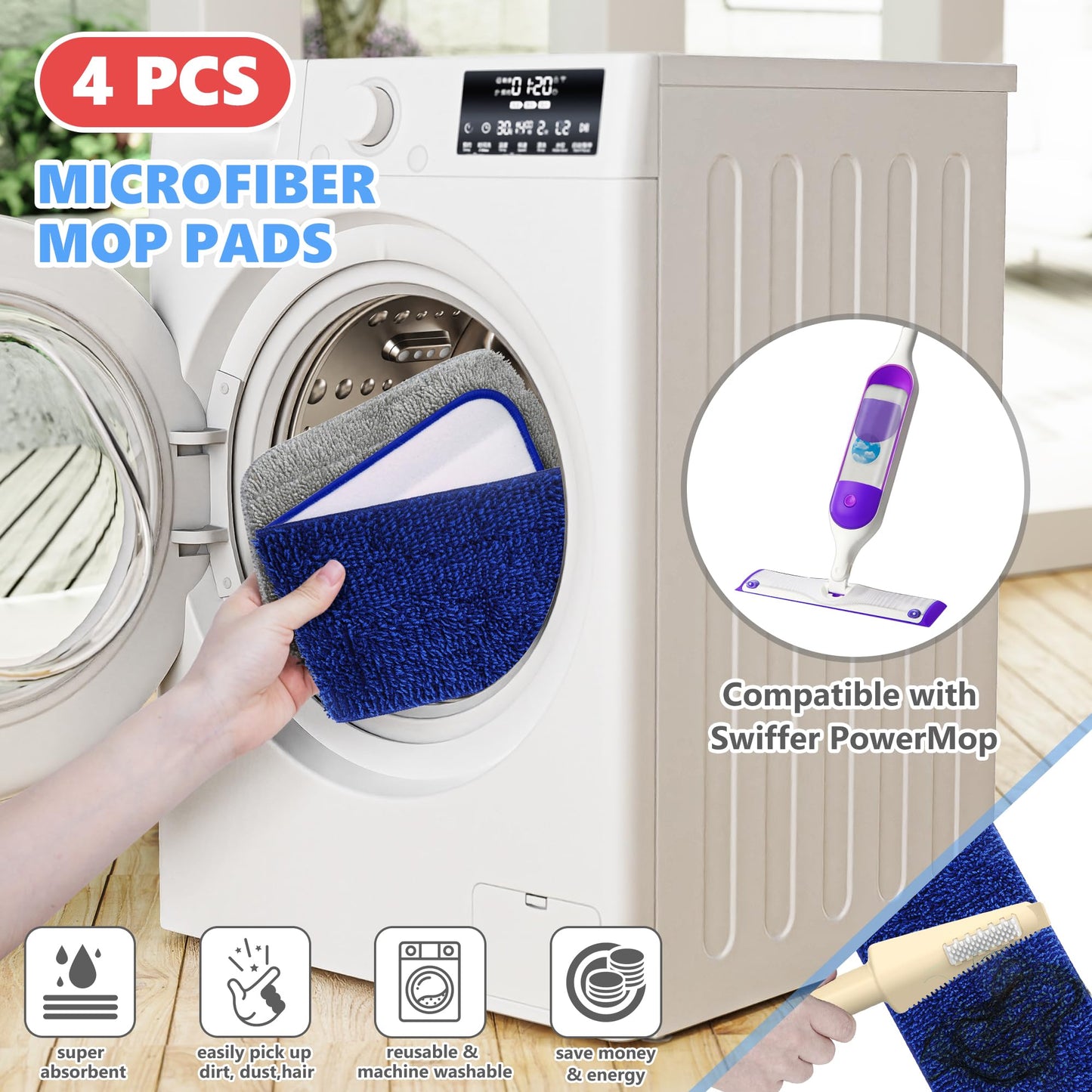 PAPCLEAN Spray Mops for Floor Cleaning Microfiber Mop Hardwood Floors Wet Dust Flat Cleaner with 4 Washable Pads 440 Ml Refillable Bottle Wood Tile Laminate Vinyl Kitchen, Gray - Medaid International