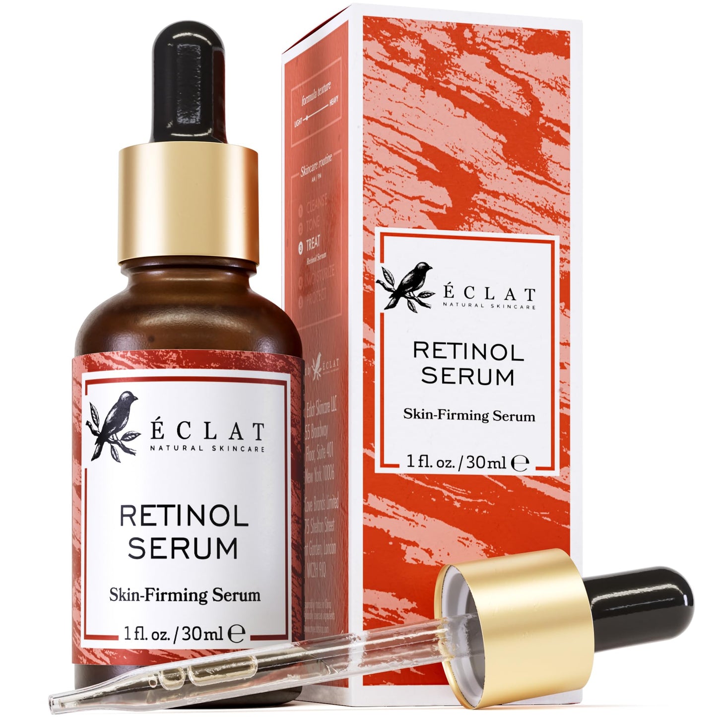 Eclat Skincare Renewing Retinol Serum for Face - Anti Aging Serum with Hyaluronic Acid & Aloe Vera – Hydrates and Improves the Signs of Aging (Fine Lines, Wrinkles & Dark Spots) 1 Fl Oz - Medaid International