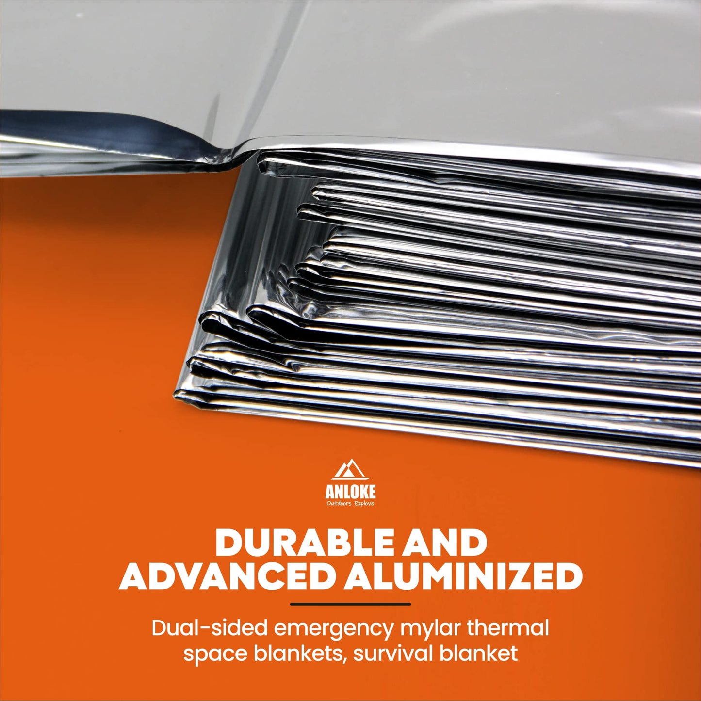 ANLOKE Emergency Blankets (10 Pack) - Plus Size Space Essential for Hiking Gear, Survival Kits & Emergency Kit