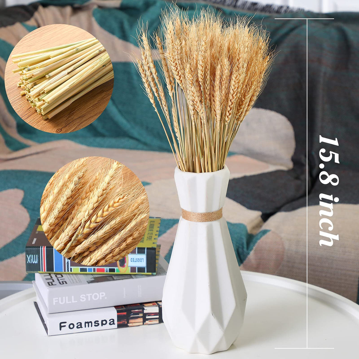TERRIFI Dried Wheat Sheaves 300 Fall Stems 16 Inch, Natural Wheat Stalks Bundle Fall Arrangement for DIY Craft, Wheat Decor Home Table, Fall Wedding Decorations