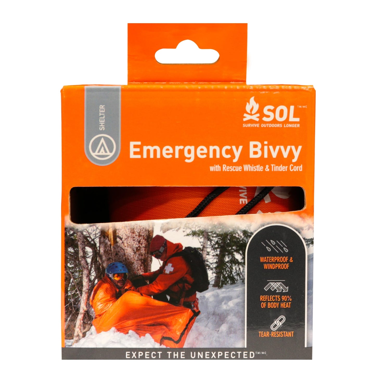 Survive Outdoors Longer 90% Emergency Bivvy - Comes with Survival Whistle & Tinder Paracord Drawstring - Add to Emergency Kit & Hiking Gear - Waterproof, Windproof & Tear-Resistant
