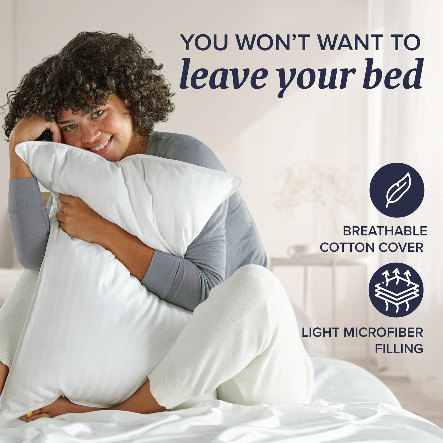 Beckham Hotel Collection Bed Pillows Standard/Queen Size Set of 2 - Original Down Alternative Pillow for Sleeping - Bedding for Back, Stomach or Side Sleepers - Medaid International