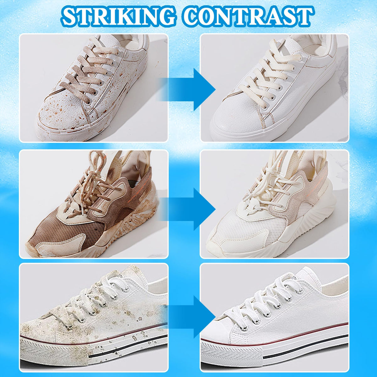Shoe Cleaner Kit, White Sneakers Cleaner with Brush and Towel, 6.76 Oz, Removes Dirt and Stains from Leather, Knit, Boots, Canvas, Suede, PU