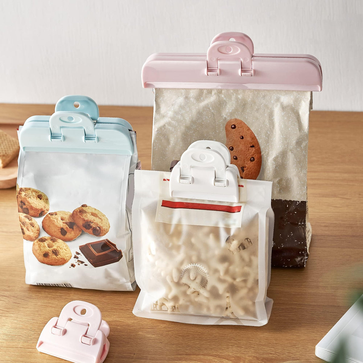 Terrifi Chip Clips Bag Clips, Food Heavy Duty Snack Bags And Large For Storage, Bread Bags, (6 Pcs, White)