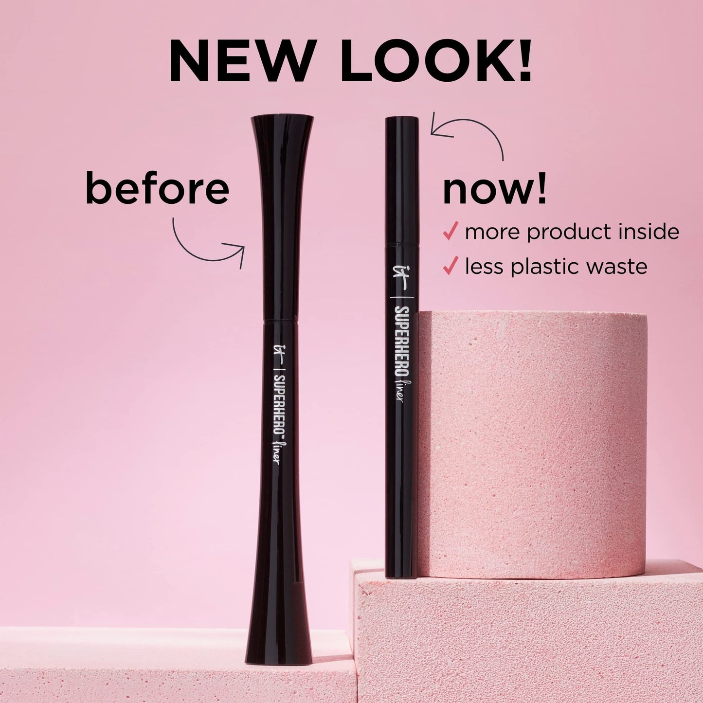 IT Cosmetics Superhero Liquid Eyeliner Pen, Black - 24-Hour Waterproof Formula Won’t Smudge or Fade - With Peptides, Collagen, Biotin & Kaolin Clay - 0.03 fl oz - Medaid International
