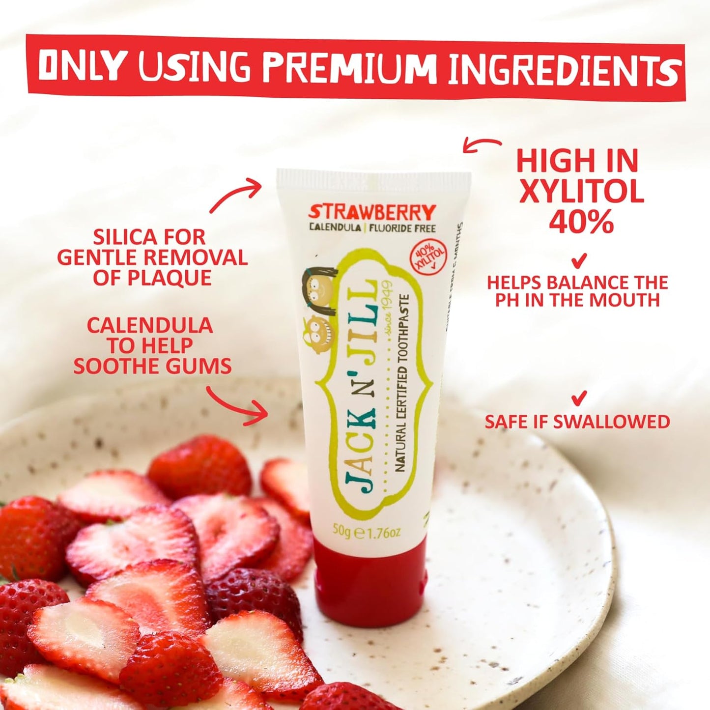 Jack N' Jill Natural Toddler Toothpaste for Baby, Kids and Infants 6 Months & Up, Fluoride Free Training Toothpaste for Toddlers 1-3, 40% Xylitol, BPA Free - Bubblegum, 1.76 oz (Pack of 1) - Medaid International