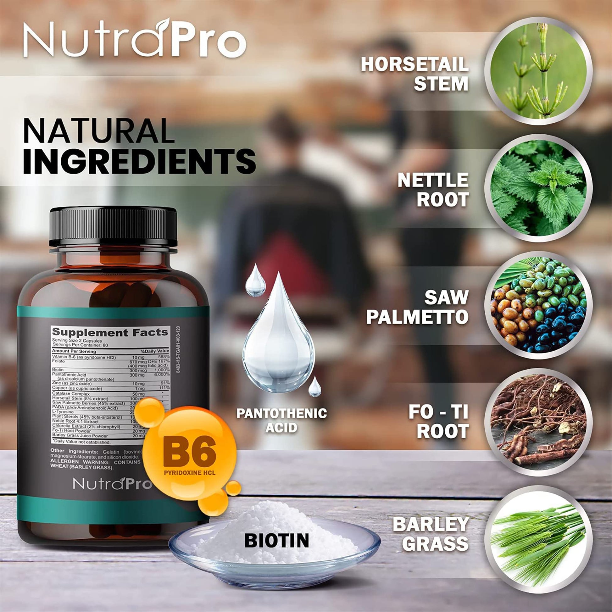 Hair Growth Vitamins For Men - Anti Hair Loss Pills. Regrow Hair & Beard Growth Supplement For Volumize, Thicker Hair.Stop Hair Loss And Thinning Hair With Biotin & Saw Palmetto Hair Vitamins.120 Caps - Medaid International