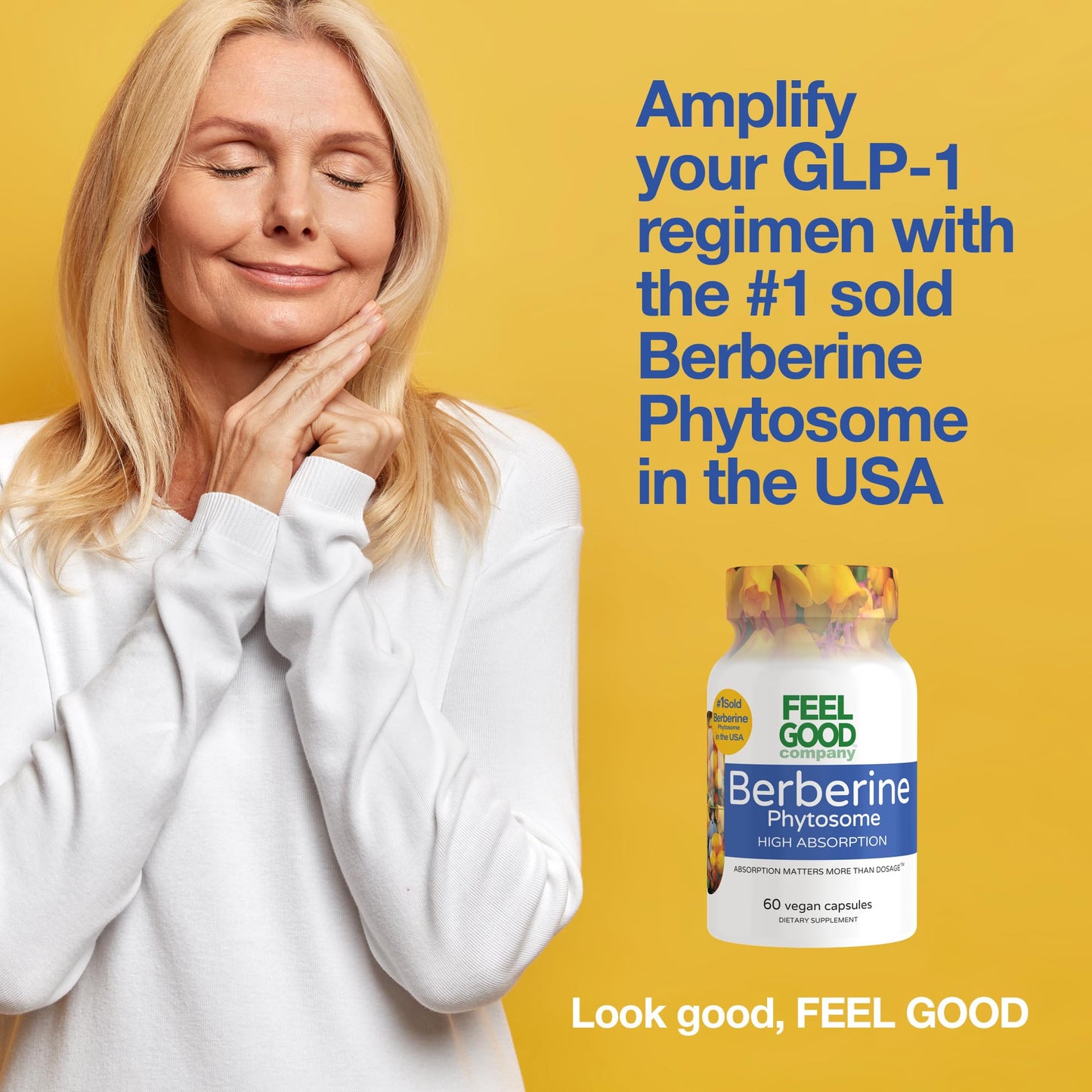 Feelgood Superfoods Berberine - High Absorption - 2200mg Equivalent - Herbal Supplement - Lower Blood Glucose - Helps Cholesterol - 60 Capsules - Medaid International