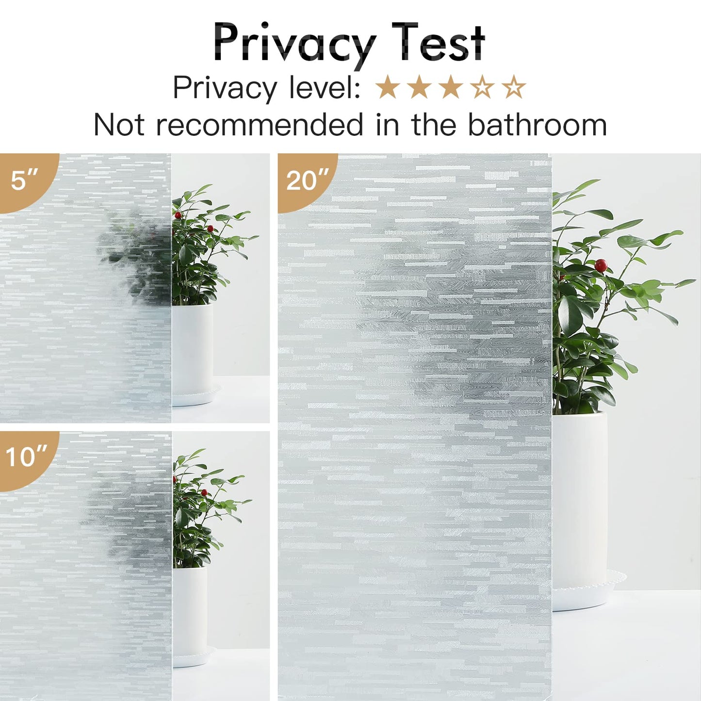 Haton Window Privacy Film, Frosted Glass Static Cling Sun Heat Blocking Window Clings, Frosting Opaque Coverings, Vinyl Removable Stickers Tint for Home Door Office, Non Adhesive 17.5" x 78.7" - Medaid International