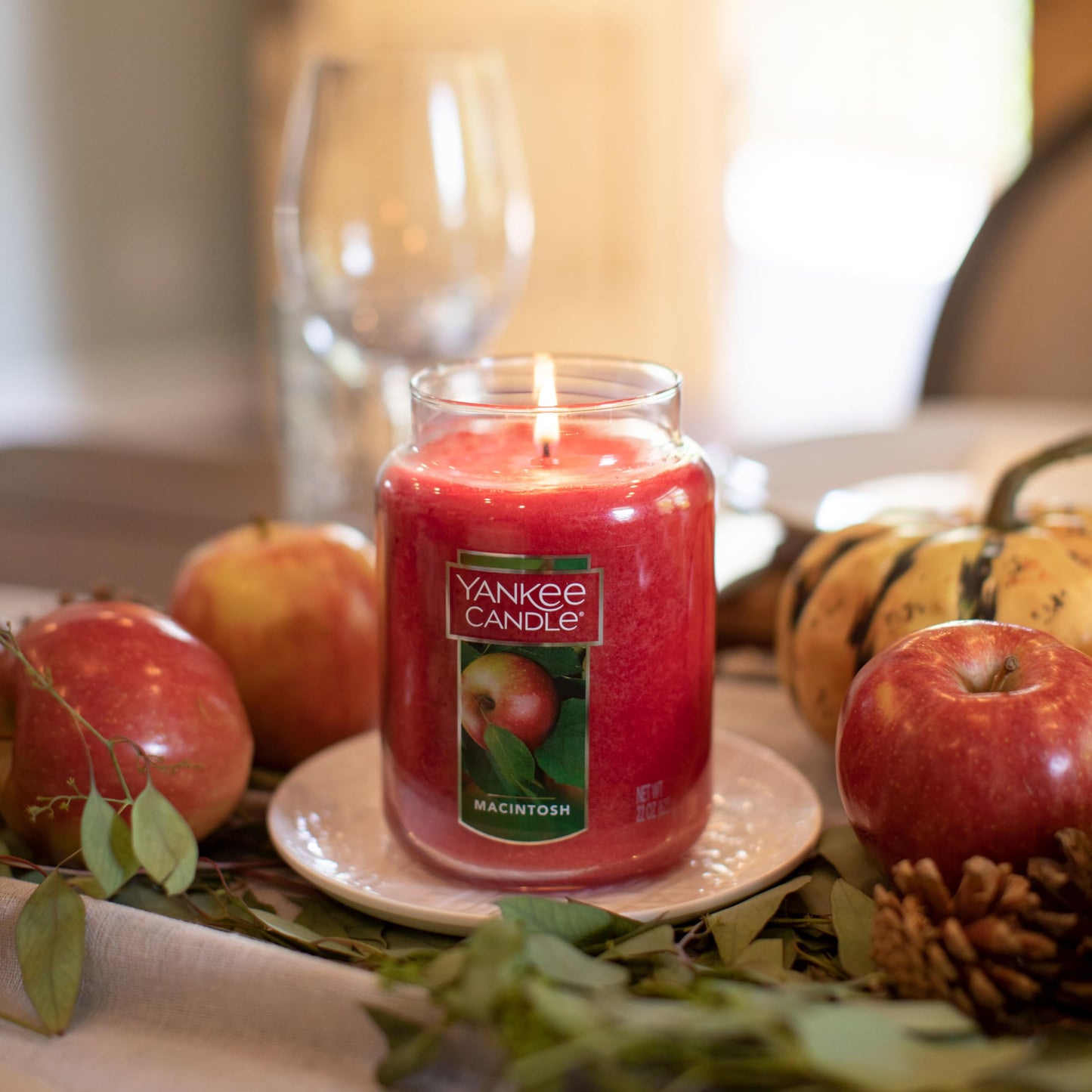 Yankee Candle Macintosh Scented, Classic 22oz Large Jar Single Wick Candle, Over 110 Hours of Burn Time - Medaid International