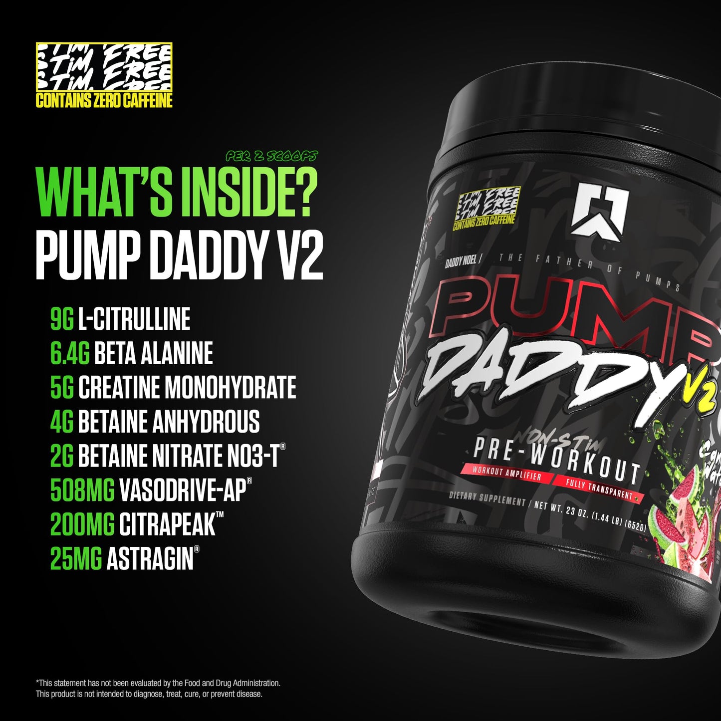 RYSE Pump Daddy V2 Pre Workout Powder - Noel Deyzel Signature - Candy Watermelon - Non-Stim Supplement with Citrulline, Creatine and Beta Alanine for Pumps, Endurance and Strength - 40 Servings - Medaid International