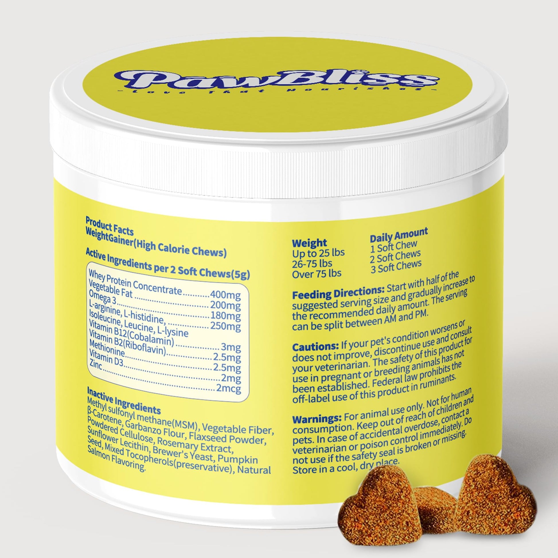 Dog Weight Gainer High Calorie Soft Chews – Muscle Gain Supplement for Dogs – Whey Protein, Omega-3, Amino Acids & Vitamins – Weight Gain Support for Puppies, Adults & Senior Dogs – 120 Soft Chews - Medaid International