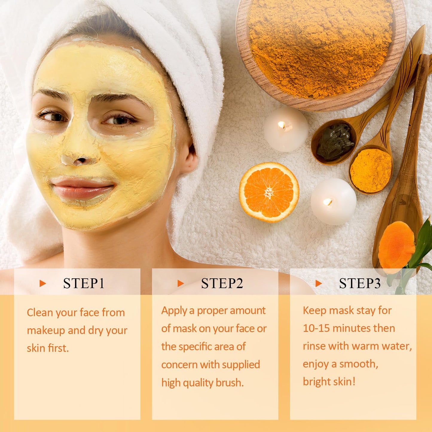 Vitamin C Face Mask with Kaolin Clay and Turmeric for Dark Spots, Dull Skin, Skincare Facial Mask for Controlling Oil and Refining Pores 5.29 Oz - Medaid International