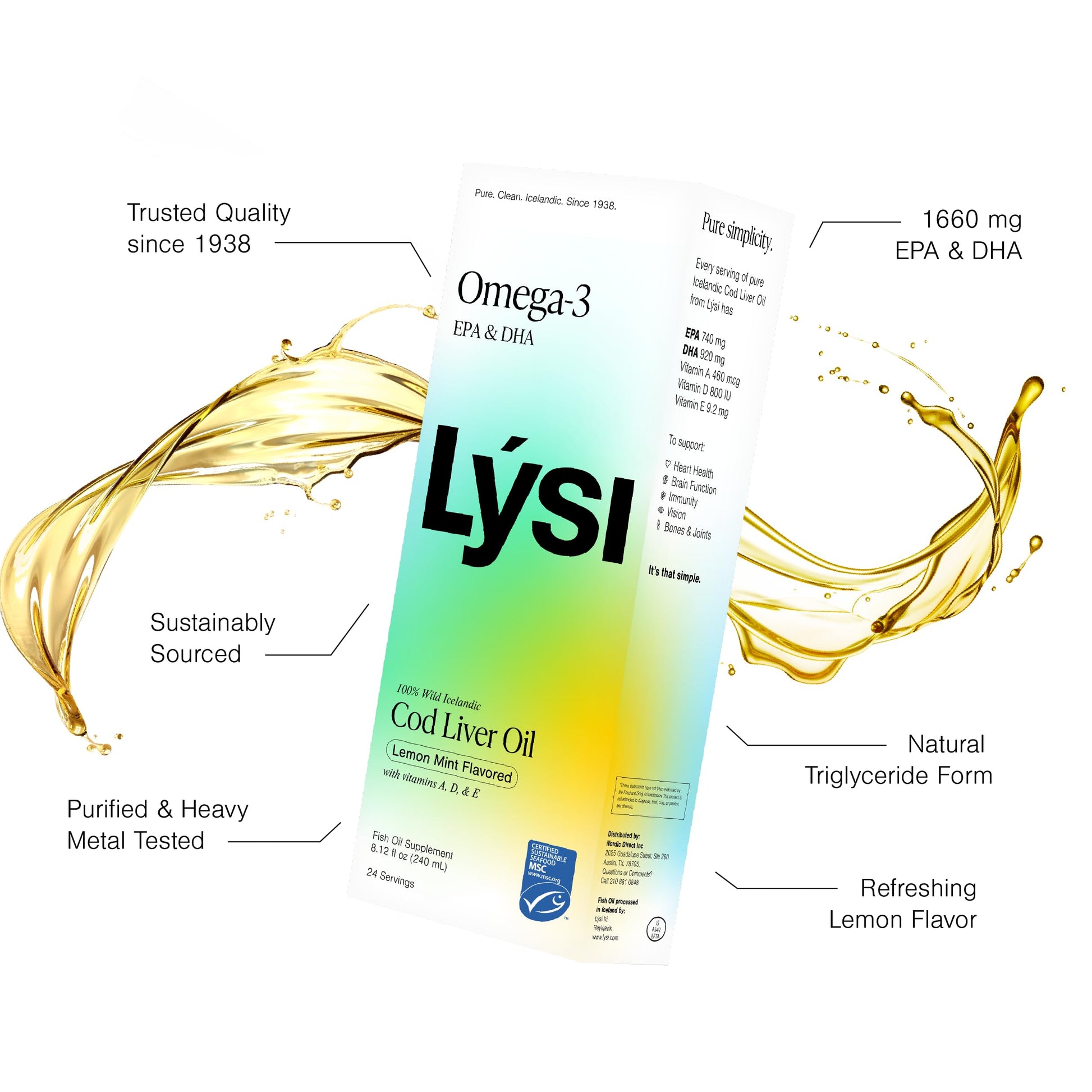 Lysi, Fish Oil Cod Liver Mint and Lemon, 8.12 Fl Oz - Medaid International