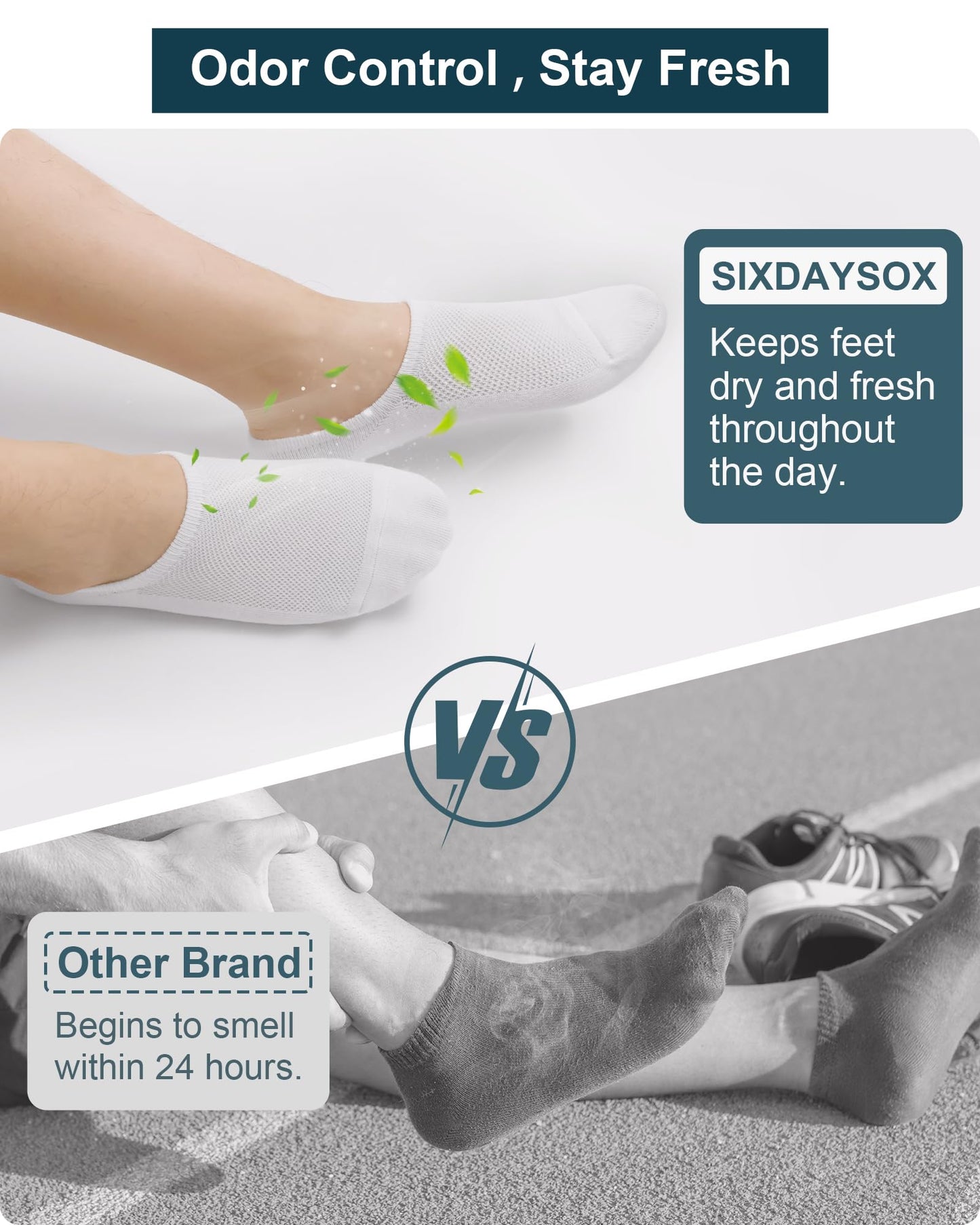 SIXDAYSOX No Show Socks for Men 8 pack Cotton Thin Low Cut Non Slip for Loafer Flats Sneakers (Anti Odor -8 Pure White, Shoe Size:12-15) - Medaid International