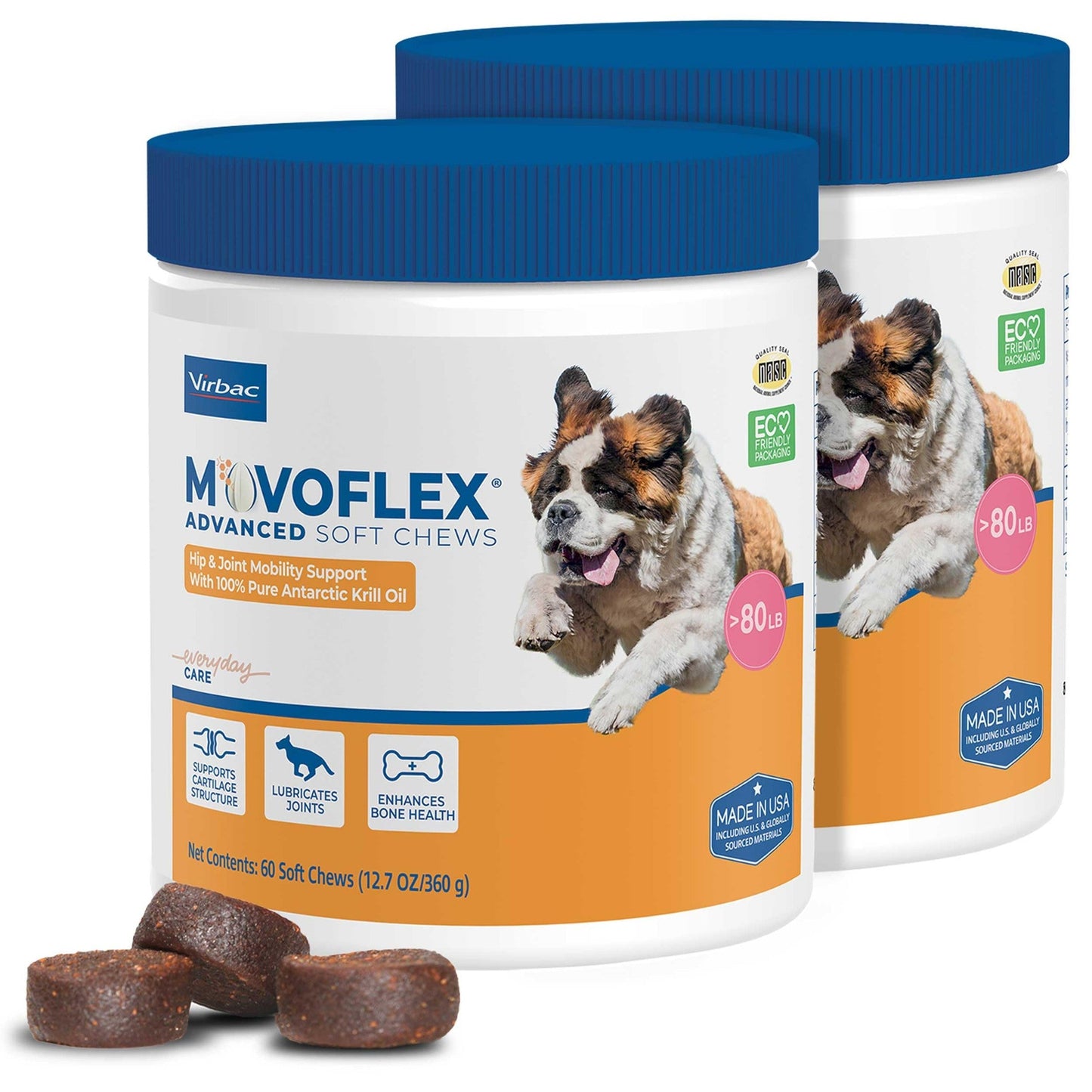 MOVOFLEX Advanced Soft Chews Hip and Joint Support Supplement for Large Dogs 120 Count by Virbac