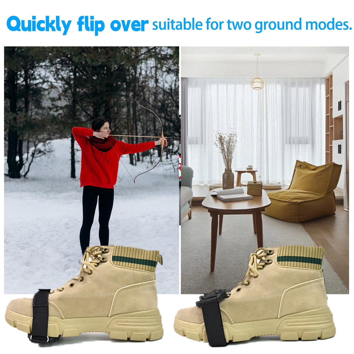 TERRIFI Ice Cleats for Shoes and Boots, with Adjustable Straps Easily Rotate Non Slip Grippers, Easily Rotate Non Slip Grippers, Walk Traction Cleats for Walking, Hiking, Mountaineering