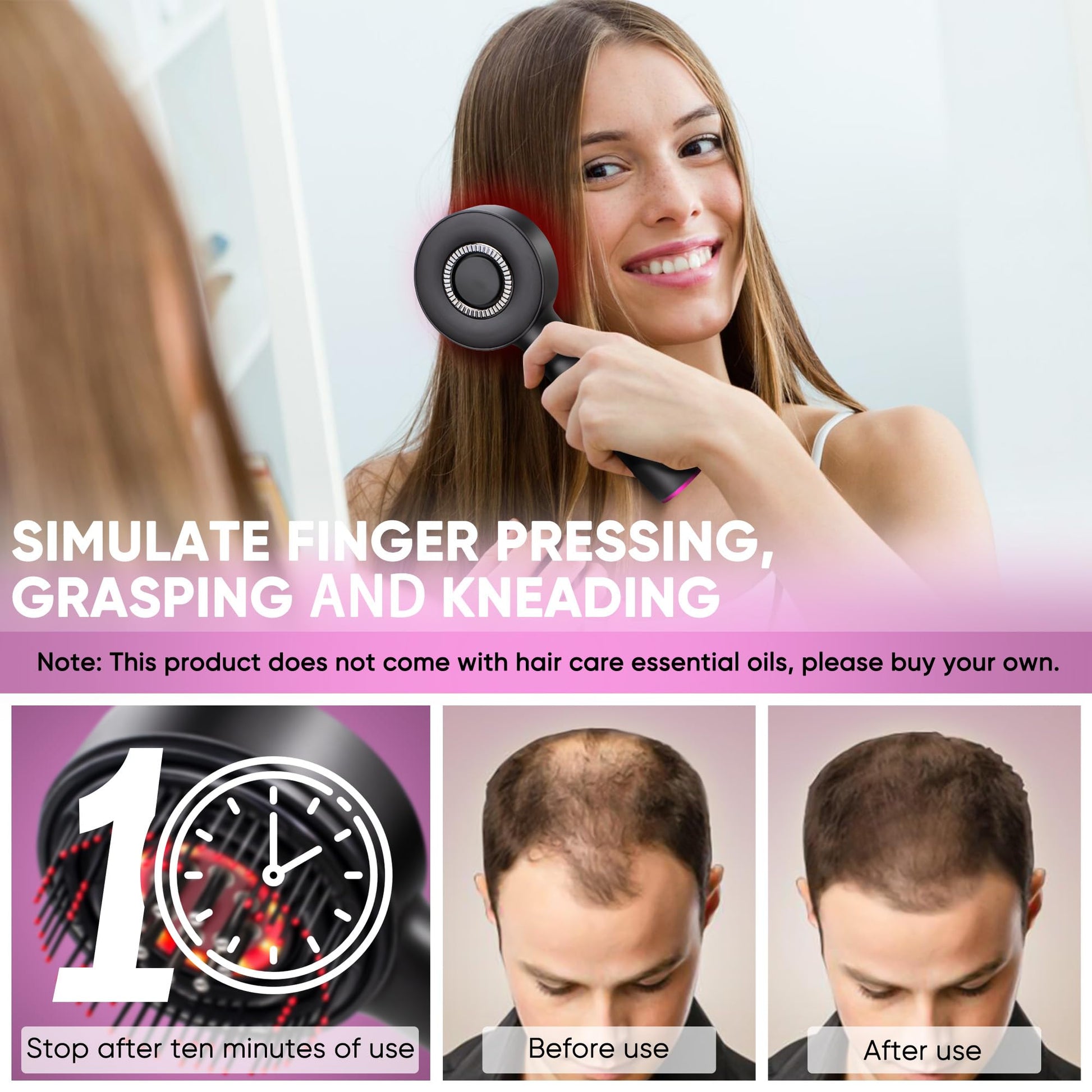 3 in 1 Scalp Massager Hair Growth Hair Oil Applicator,Electric Scalp Brush for Home,IPX7 Waterproof Electric Head Massager - Medaid International