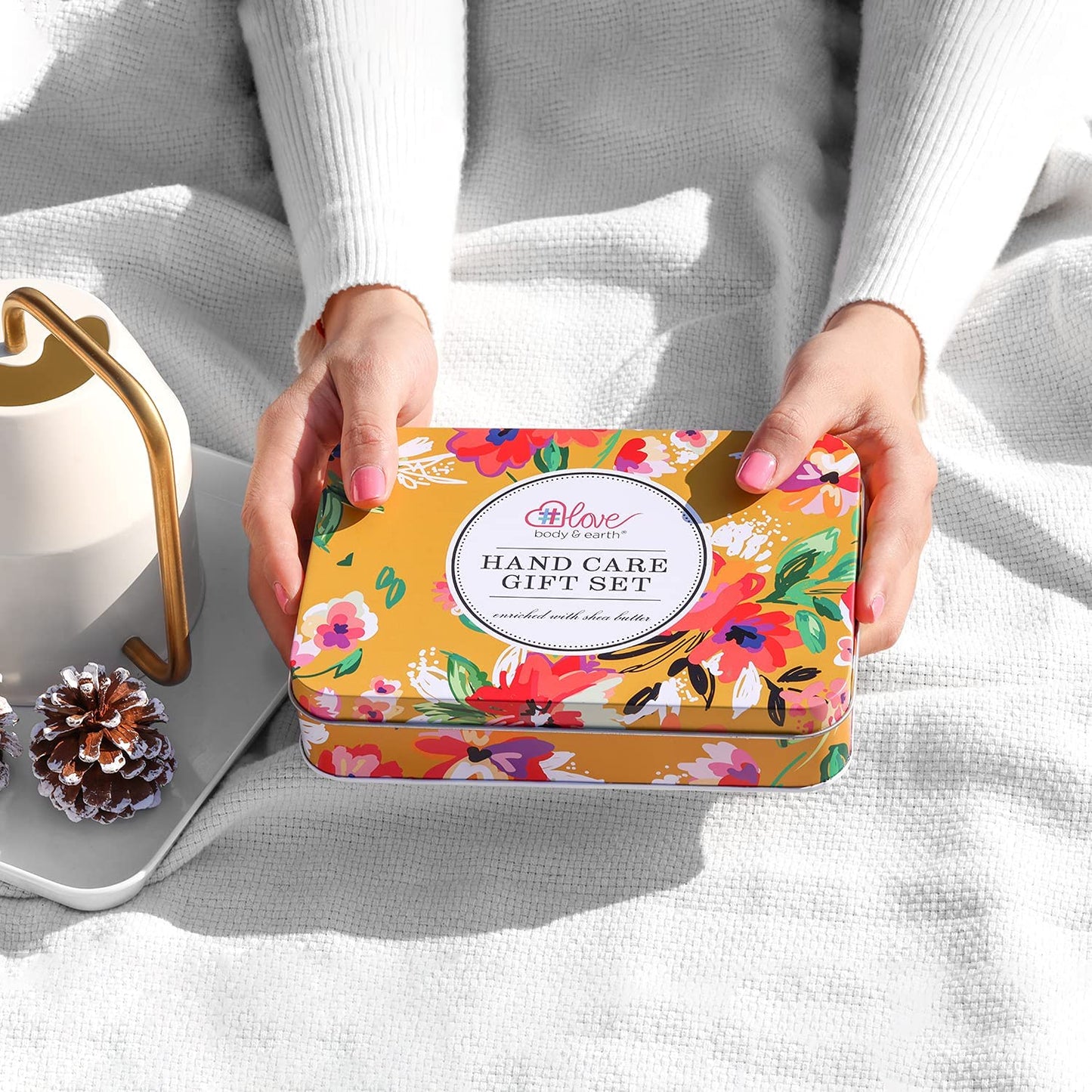 BODY & EARTH # LOVE Hand Cream Gift Set, Hand Lotion Sets for Mothers Day Gifts, Hand Care Set with Shea Butter, Travel Size Lotion Set for Women, 2 Hand Cream & Exfoliating Cream, Birthday Gifts Box - Medaid International