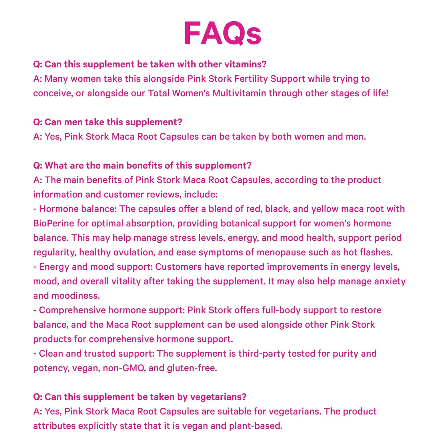 Pink Stork Maca Root Capsules for Women – Organic Maca with BioPerine® for Hormonal Balance, Energy + Wellness – Supports Perimenopause, Menstrual Health, and Vitality - Medaid International