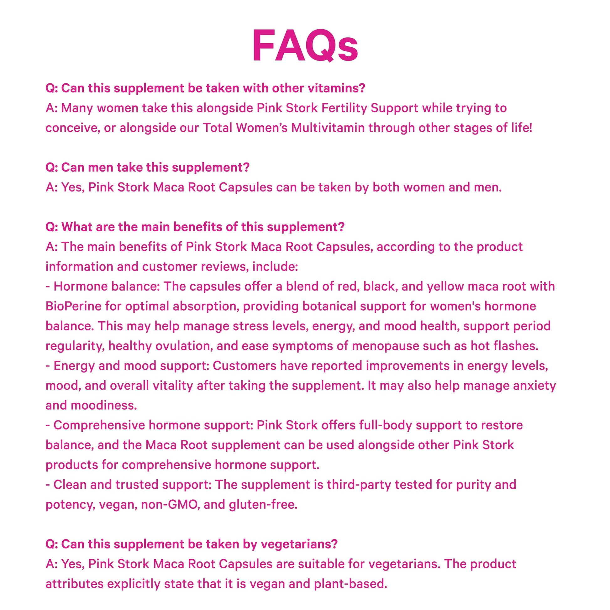 Pink Stork Maca Root Capsules for Women – Organic Maca with BioPerine® for Hormonal Balance, Energy + Wellness – Supports Perimenopause, Menstrual Health, and Vitality - Medaid International