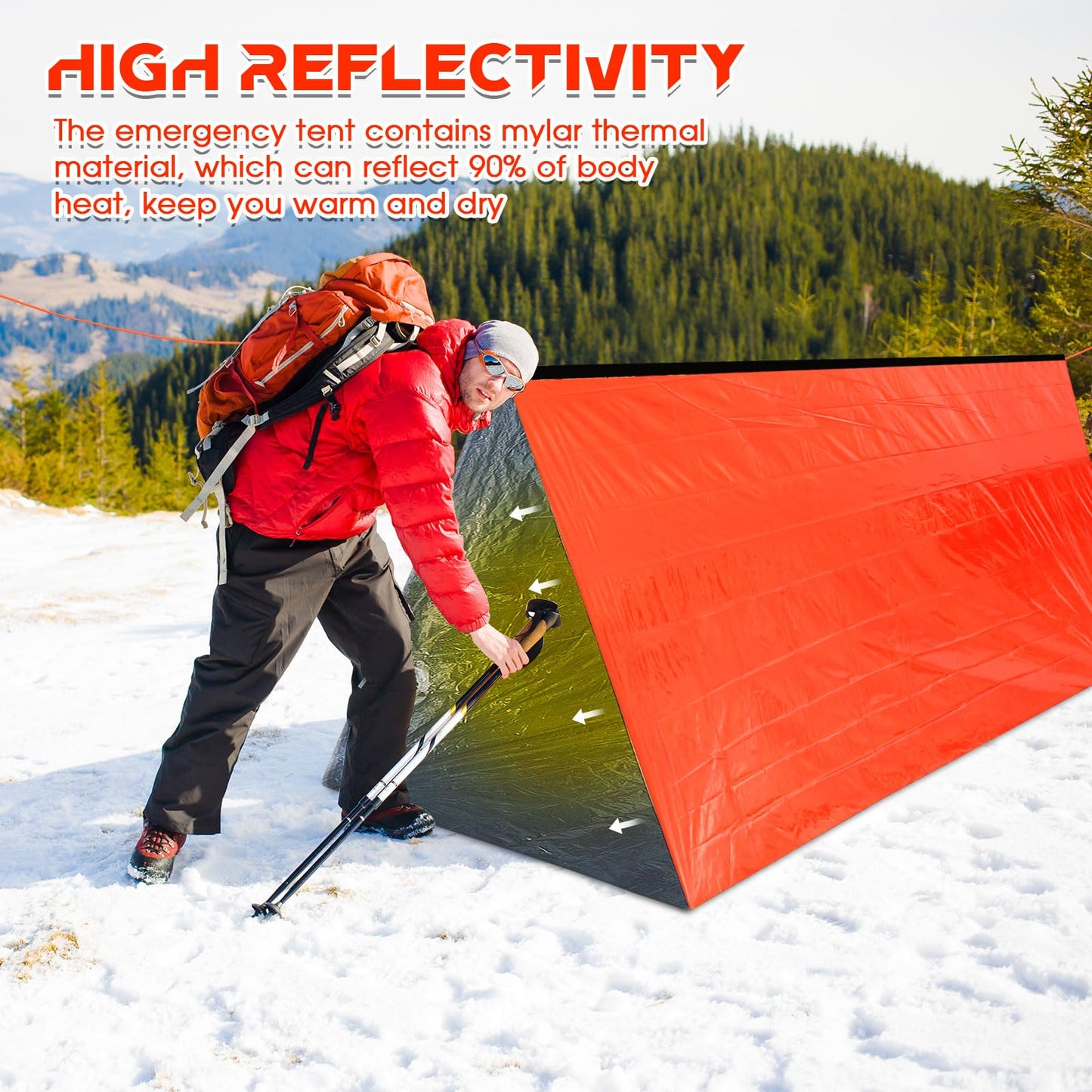 Woanger 4/10/20 Pcs Emergency Tent for Homeless Survival Tents Bulk 2 Person Tube Camping Tents 8 ft x 3 ft Shelter Survival Tent Portable Shelter for Hiking Backpacking Camping Outdoor(Orange,20 Pcs)