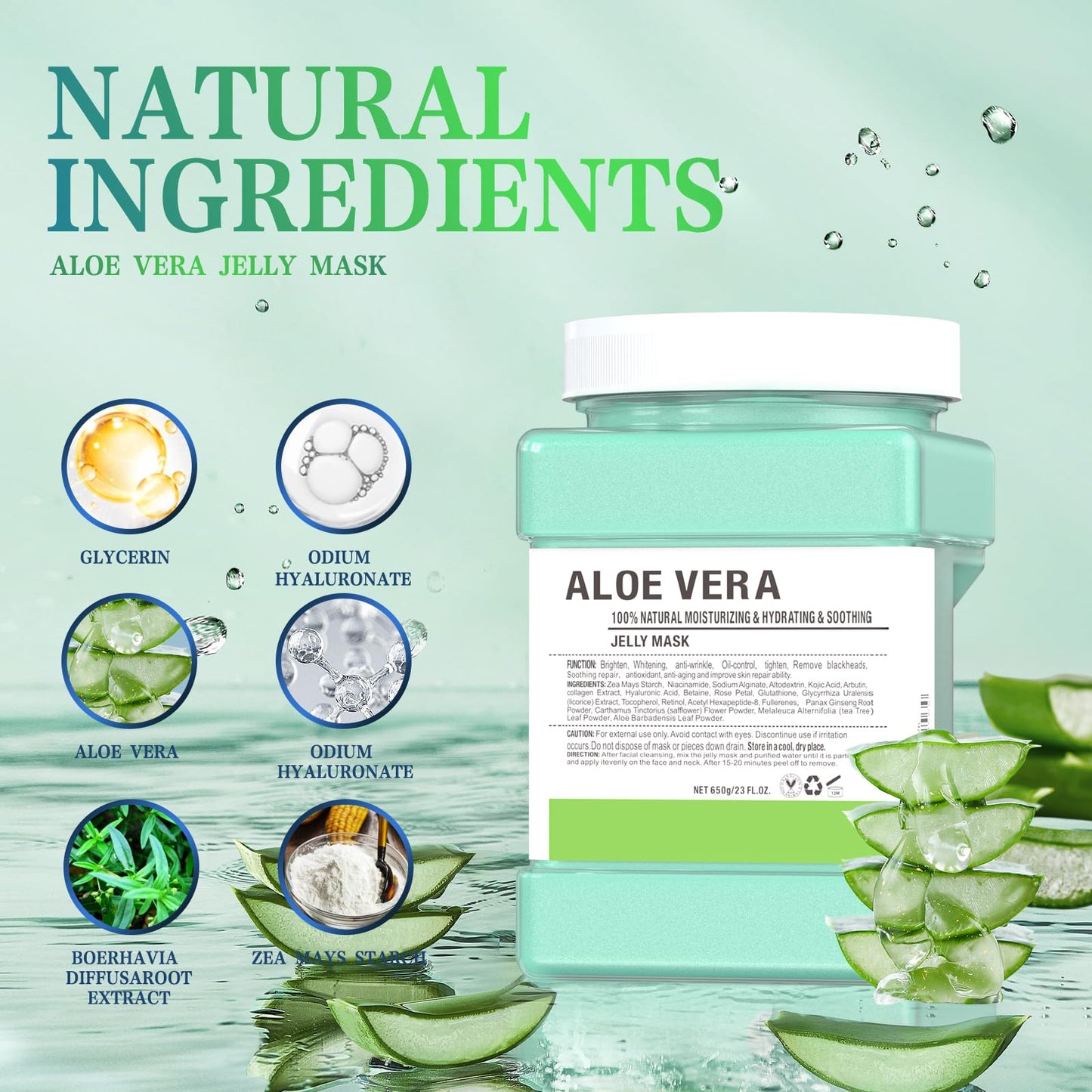 Truvenum Jelly Face Mask,Aloe Vera Moisturizing Jelly Mask Powder for Facials,Professional Peel Off Peel Off Hydro Face Mask Powder for Fight Fine Lines, Face Mask Skin Care, DIY SPA 23 FL OZ - Medaid International