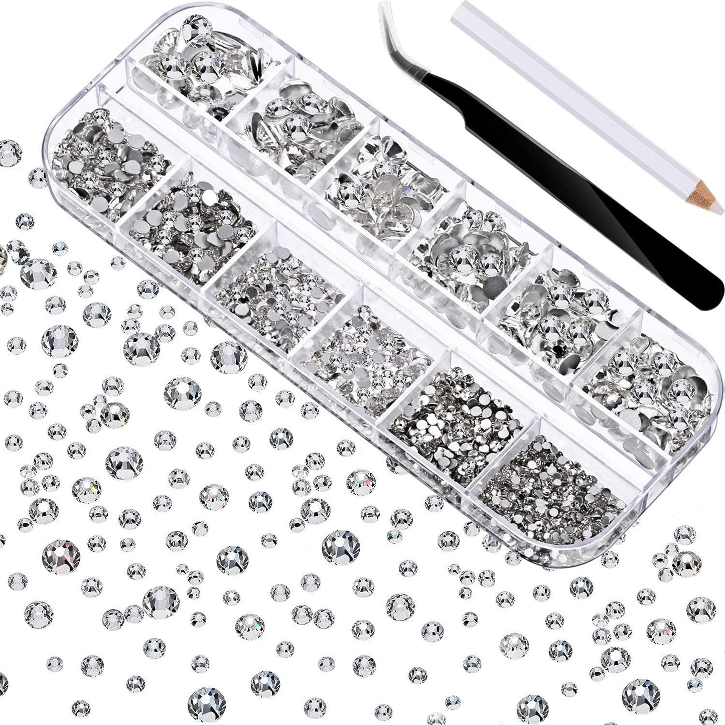 Face Strass 2000 Pieces Flat Back Gems Rhinestones 6 Sizes - Medaid International