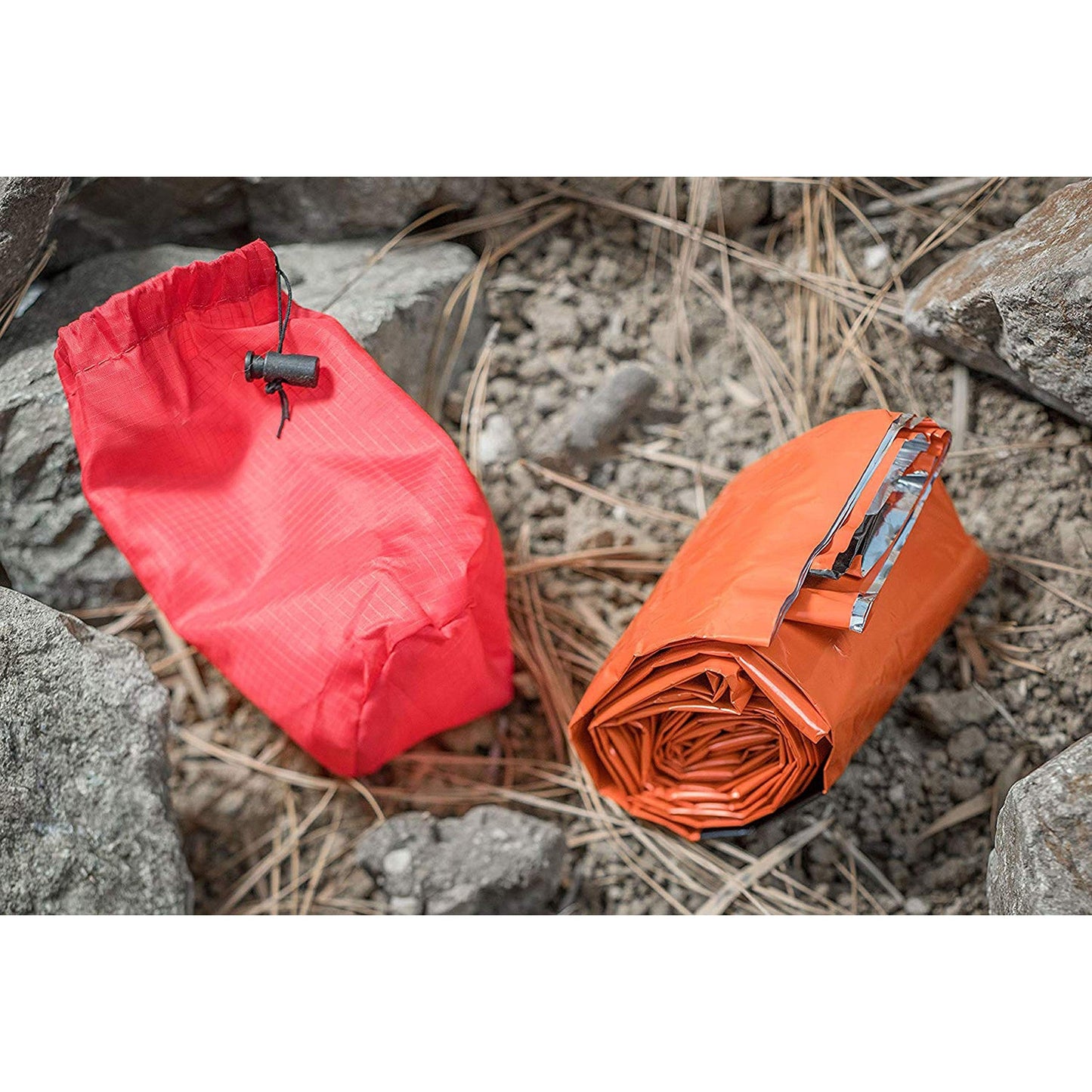 SE Survivor Series Orange Emergency Sleeping Bags with Drawstring Carrying Bags (2-Pack) - EB122OR-2