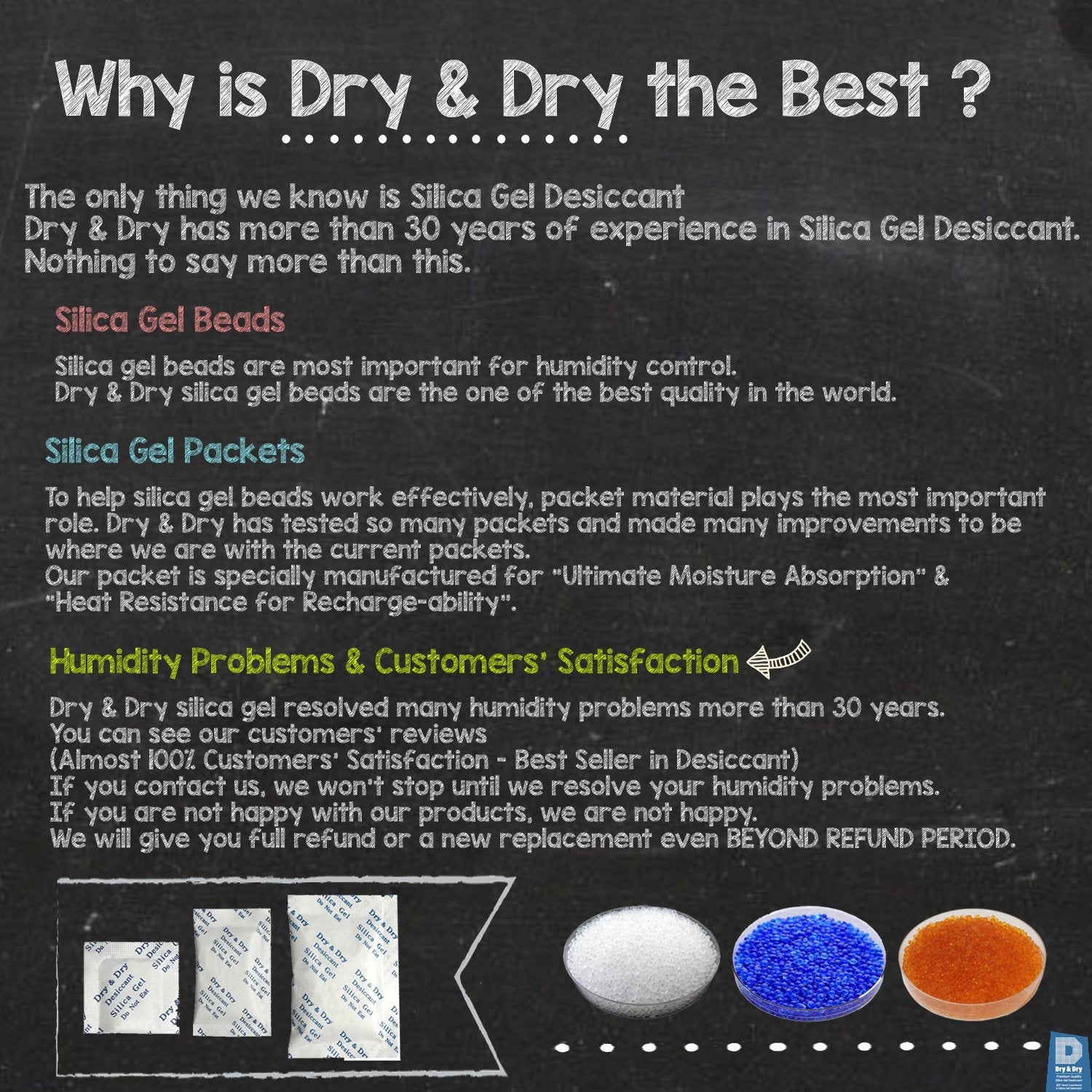 Dry & Dry Blue Indicating(Blue to Pink) Silica Gel Packets Desiccants - Rechargeable Silica Packets, Silica Gel Packs - Blue,Clear,Pink - 50 Packets (10 Gram) - Medaid International