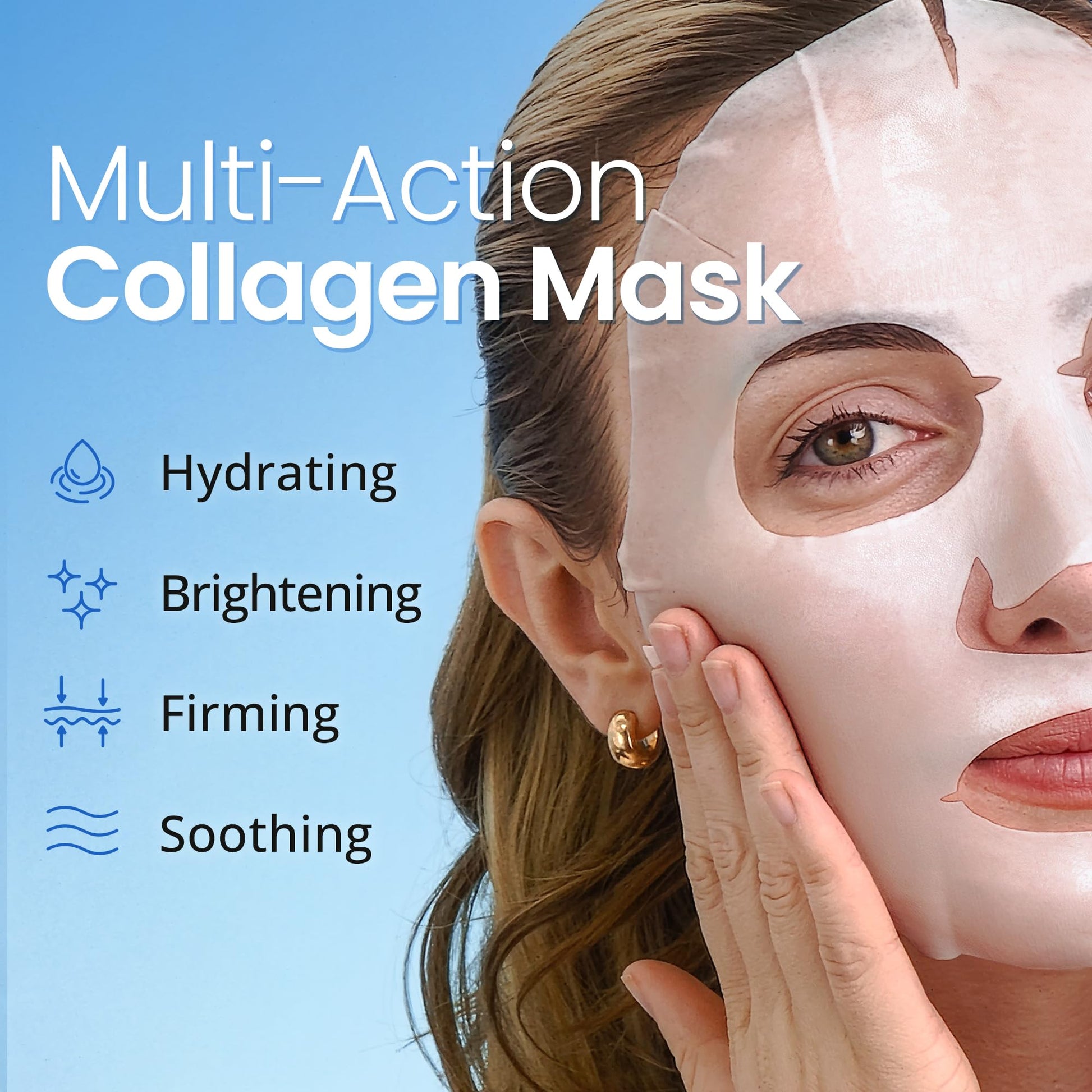 Ebanel 10 Pack Collagen Face Mask with Hyaluronic Acid, Vitamin C, Peptide, Aloe, Instant Brightening Hydrating Face Masks Skincare Korean Sheet Mask, Skin Firming, Lifting Anti Aging Facial Masks - Medaid International