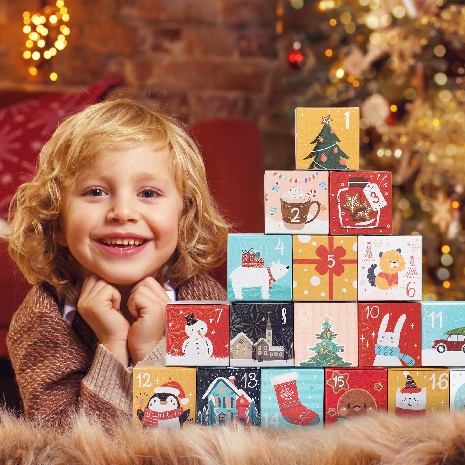 DIY Christmas Advent Calendar Boxes to Fill, 24 Empty Number Advent Calendar Boxes, 2025 Personalized Christmas Countdown Calendar Gift Boxes for Kids Family Friends, XMAS Holiday Decorations - Medaid International