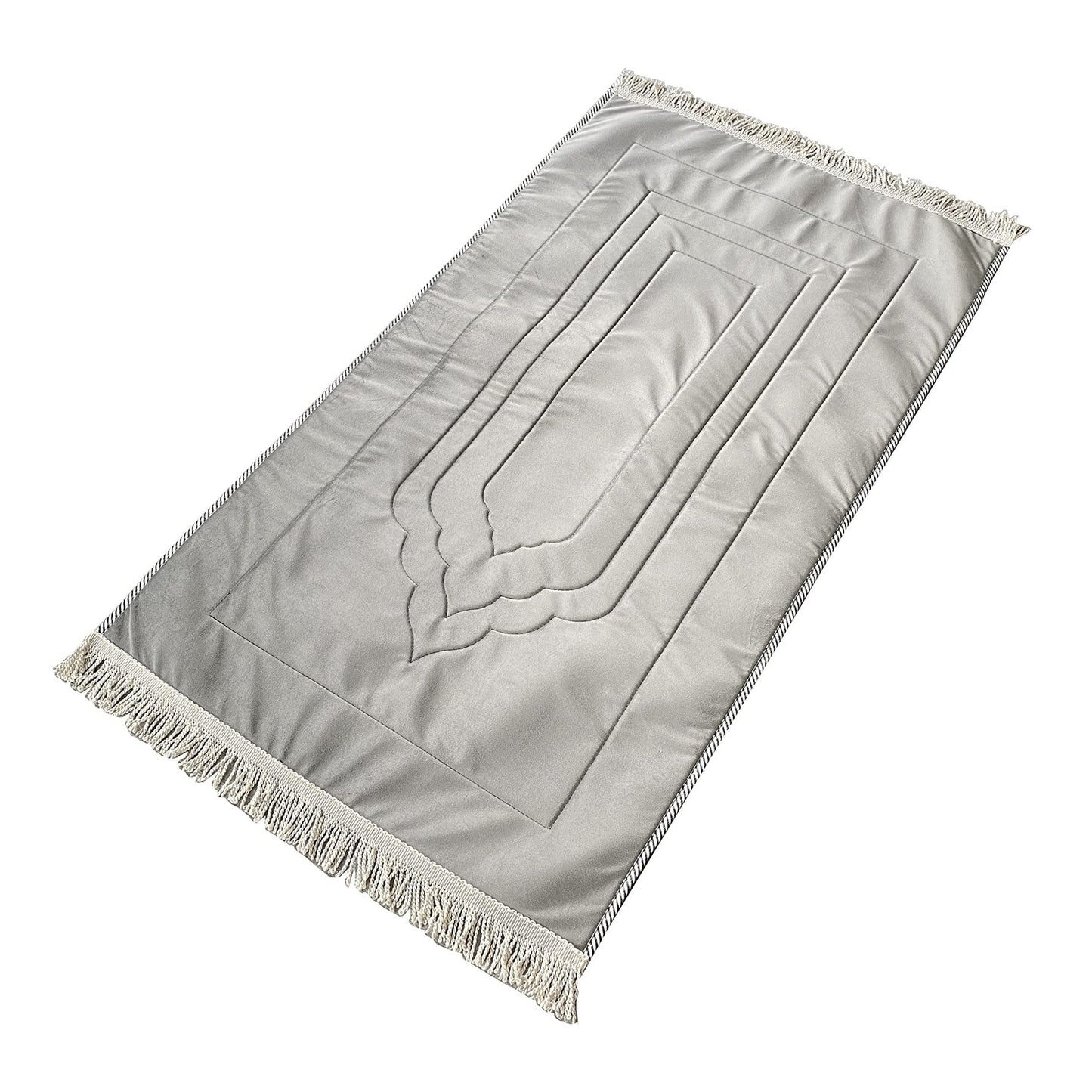 Prayer mat/rug Extra Large soft thick Muslim Mat Turkish Prayer Mats Non Slip prayer rug with free tasbeeh (E-Grey) - Medaid International