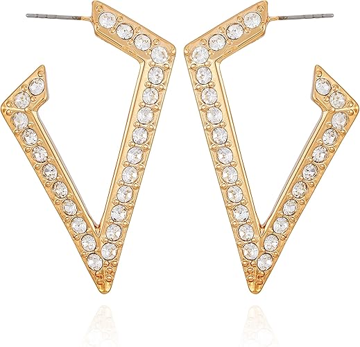 Guess Women's Gold Tone V-Shaped Hoop Earrings | Guess In Lebanon