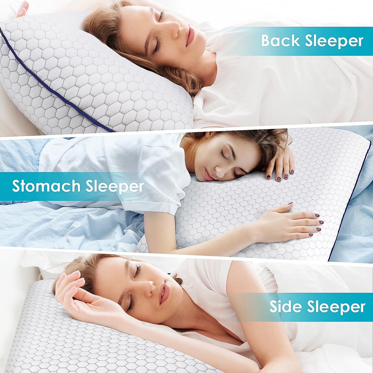 CushyOasis Memory Foam Pillows for Side, Back and Stomach Sleepers, Bed Pillow with Washable Cover and Breathable Mesh, Bed Pillow for Sleeping Standard Size (Grey) - Medaid International