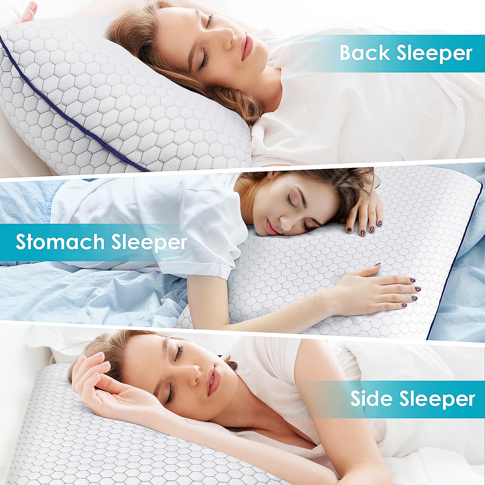 CushyOasis Memory Foam Pillows for Side, Back and Stomach Sleepers, Bed Pillow with Washable Cover and Breathable Mesh, Bed Pillow for Sleeping Standard Size (Grey) - Medaid International