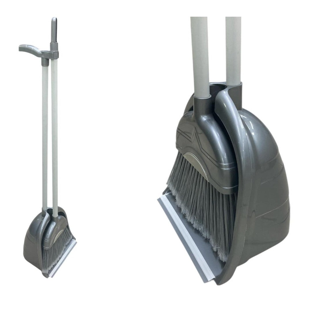 Silver Broom with deep dust pan set