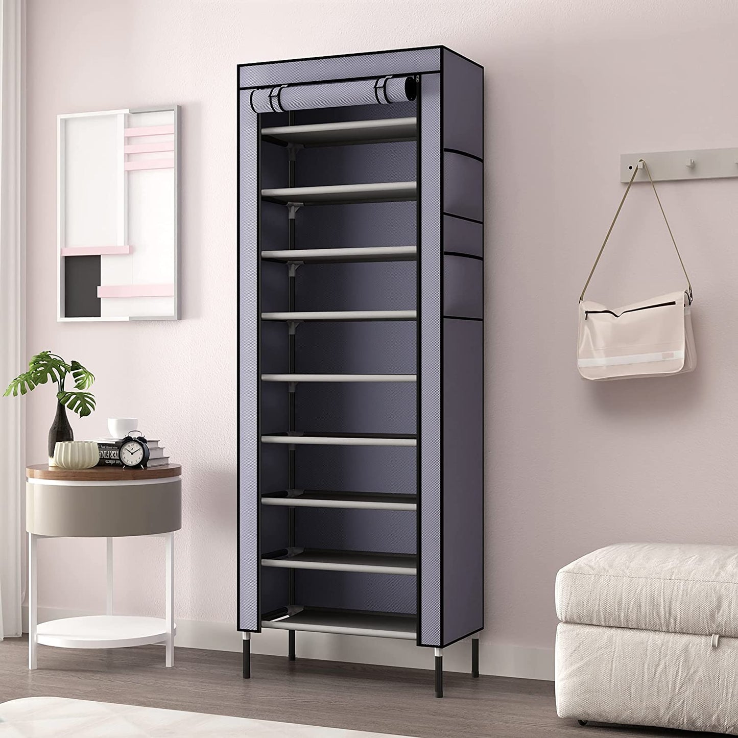 10-Tier Extra Thicken Poles Shoe Rack Stand With Cover #8858-10