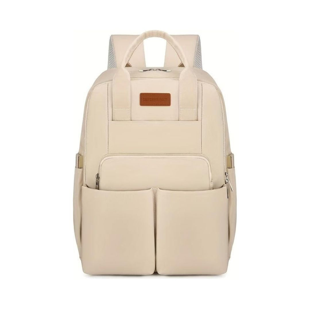 Sunshine Deer: Luxe Multi-Pocket Diaper Backpack – Soft Cream