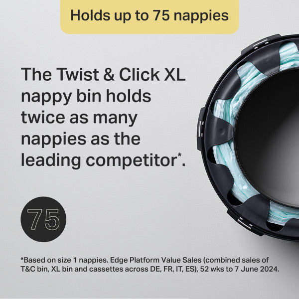 Twist & Click Nappy Bin XL Refill Cassettes, Multilayer, Pack of 6