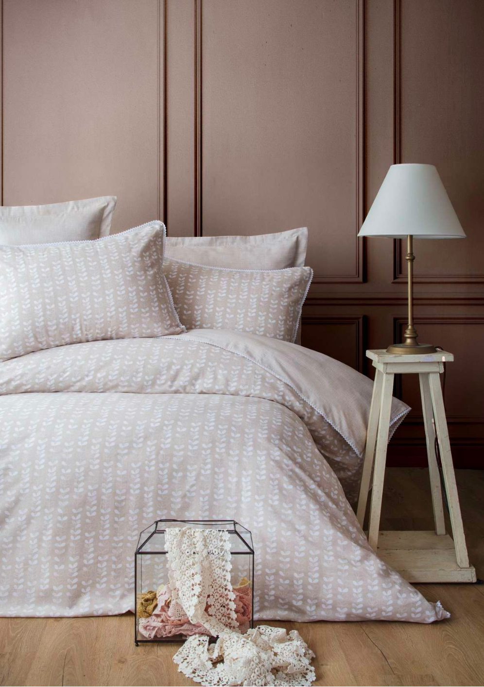 DOUBLE CREPE DUVET COVER SET NANCY BEIGE