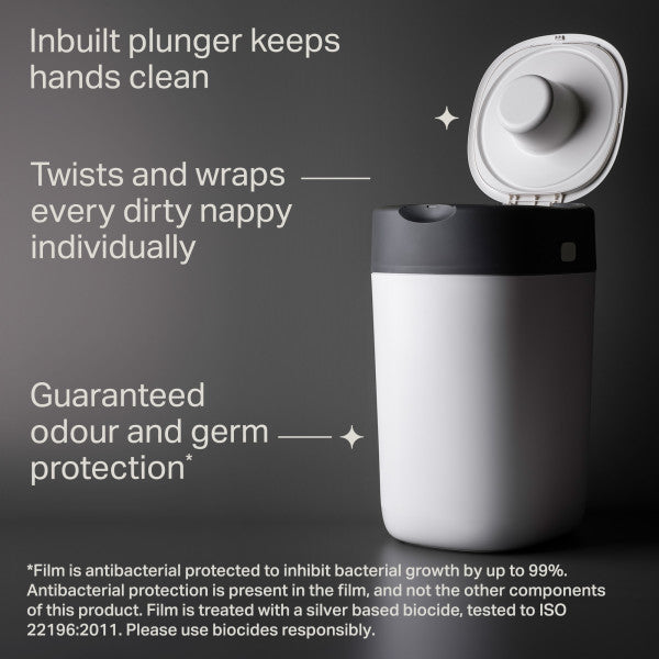 Twist and Click Nappy Bin, Includes 1x Refill Cassette - Pink