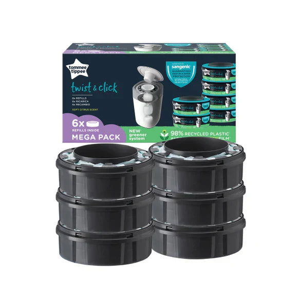 Tomme Tippee - Twist&Click Nappy Bin XL - Refill Cassets - Pack Of 6