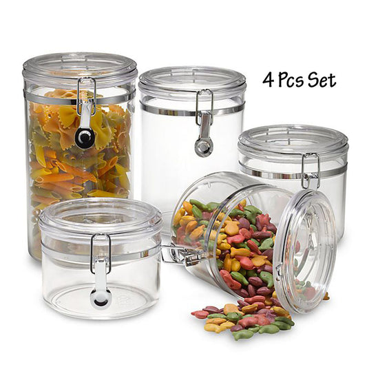 4pcs Clear Canister Set with Clamp Lids