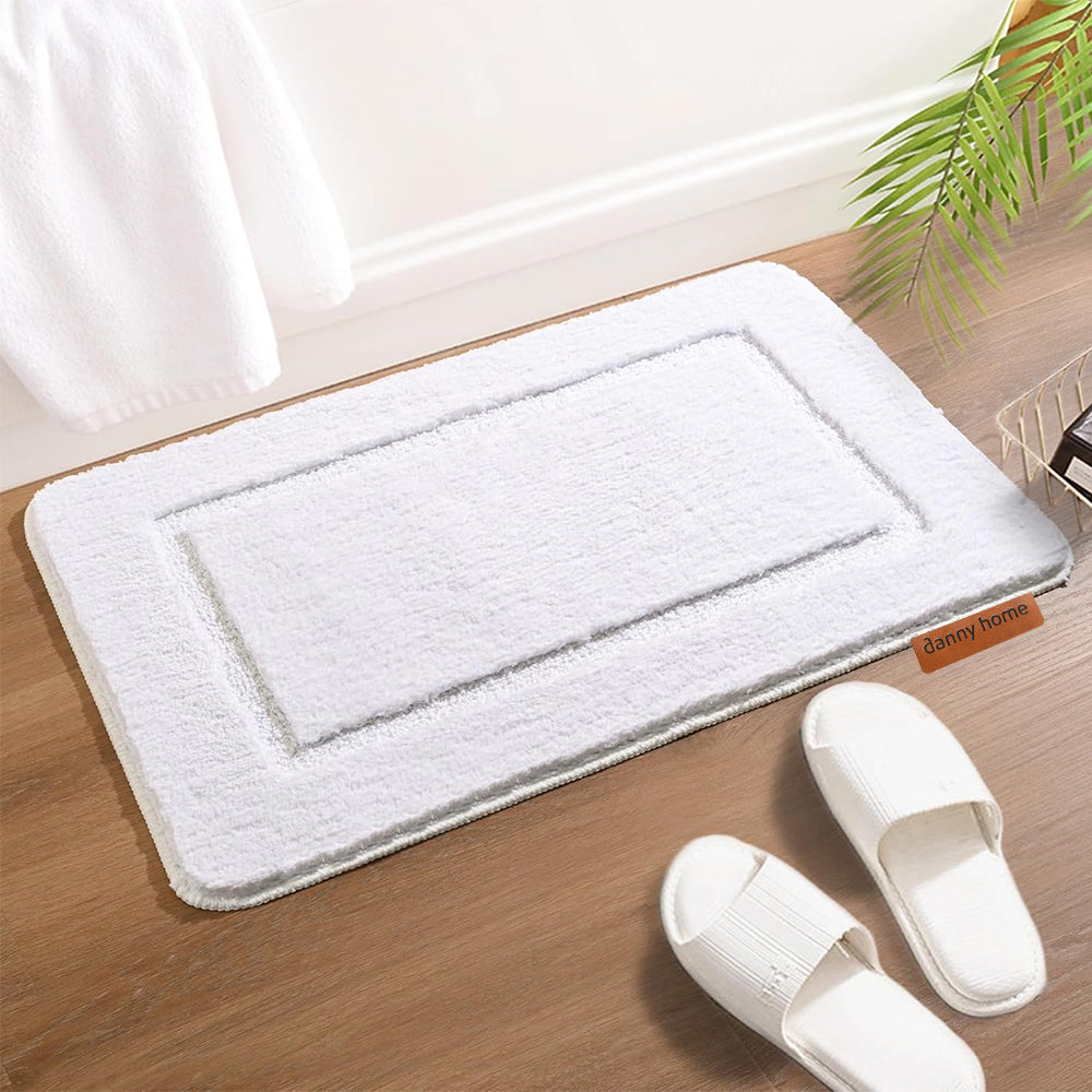 Danny Home Luxury Bath Mat Absorbent Non-Slip Washable Shaggy Bathroom Rug 50X80CM – White